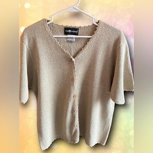 Sag Harbor Short Sleeve Cardigan L